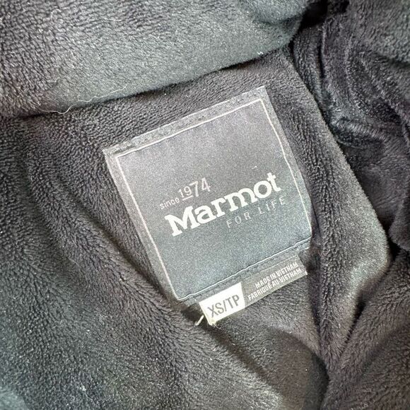 Marmot Puffer Coat Womens XS Black Montreal 700 Down Faux Fur Hood Long - Picture 6 of 7